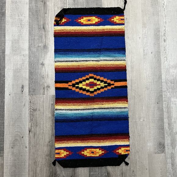 Southwestern Aztec Decor Rug Saltillo Hawkeye Textile Wall Hanging Mexico 38x17 main image 5